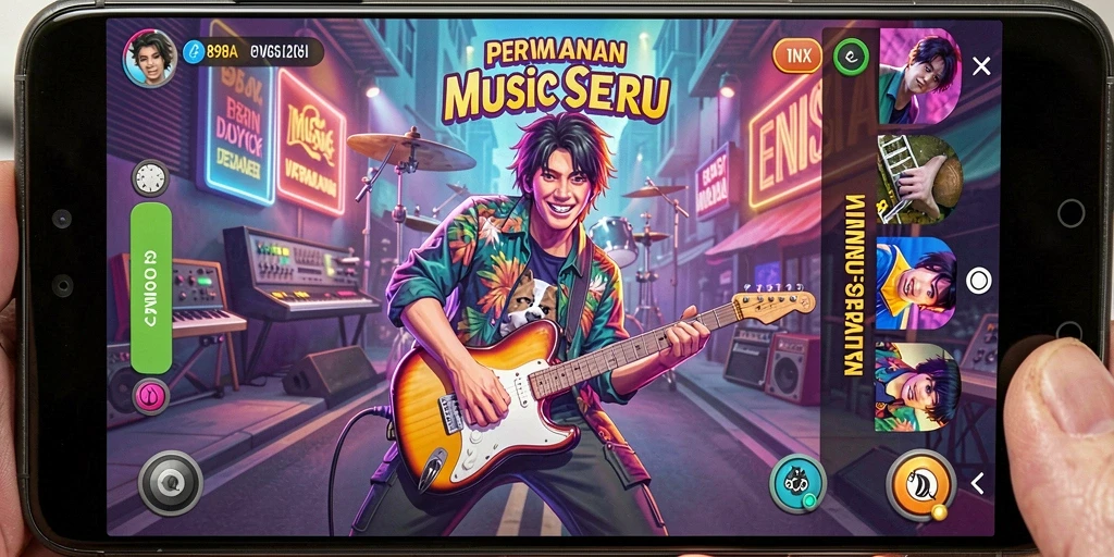 Screenshot dari permainan 898A menampilkan pemain yang asyik bermain musik.