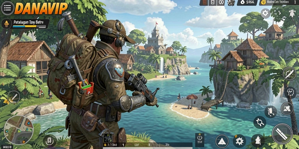 Tampilan gameplay seru dari DANAVIP dengan dunia terbuka.