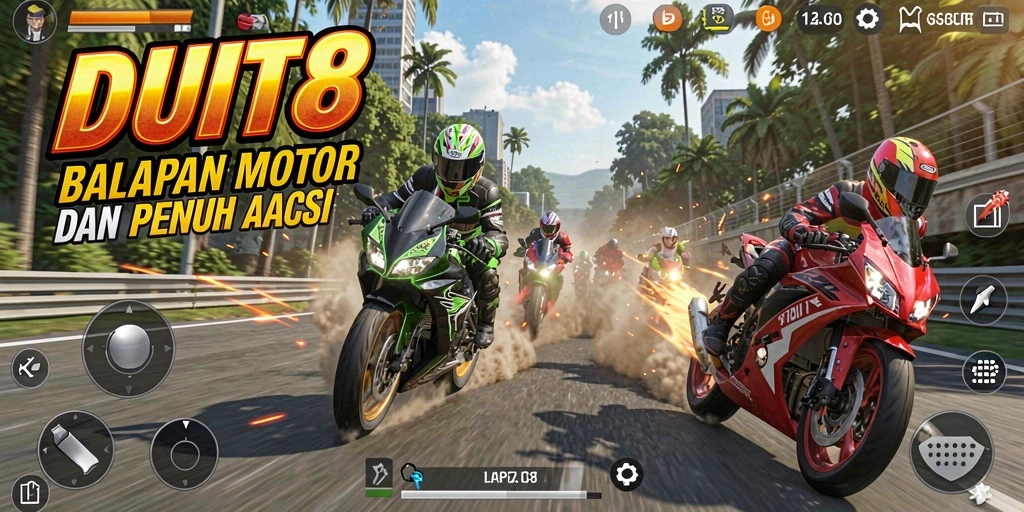 Tampilan menegangkan saat balapan motor di DUIT8.