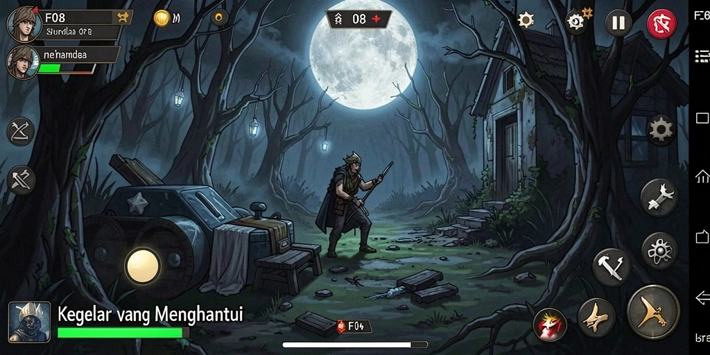 Tangkapan layar dari gameplay horror yang mencekam.