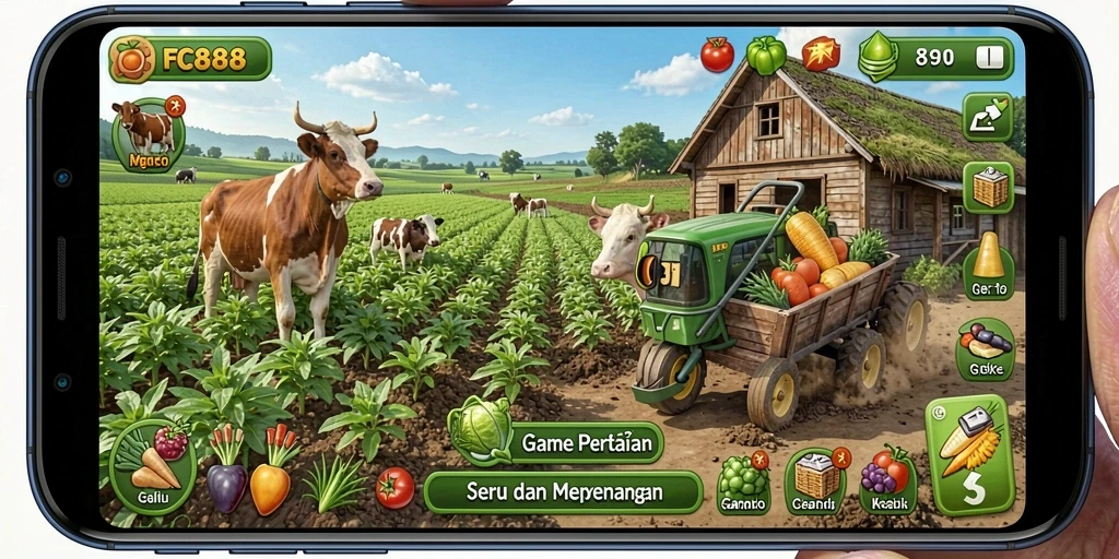 Tangkapan layar menunjukkan gameplay seru dalam pertanian di FC888.