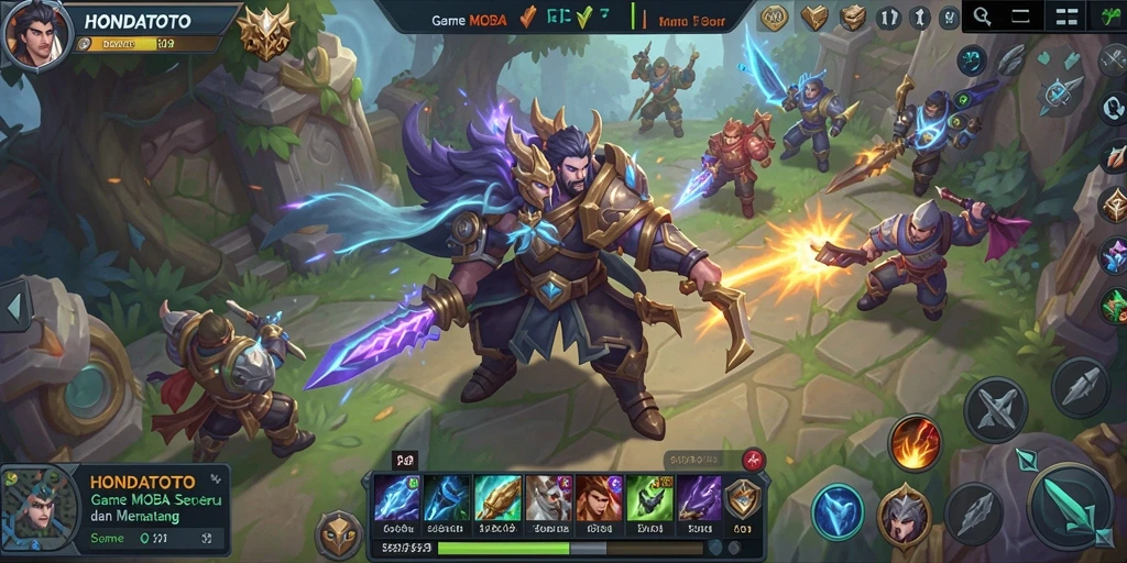 Screenshot gameplay HONDATOTO yang menggambarkan pertarungan seru antar tim.