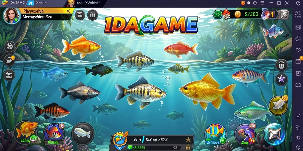 Tangkapan ikan besar di tengah lautan biru dalam IDAGAME.