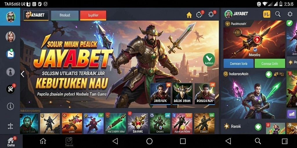 Tampilan utama JAYABET dengan fitur utilitas yang menarik.
