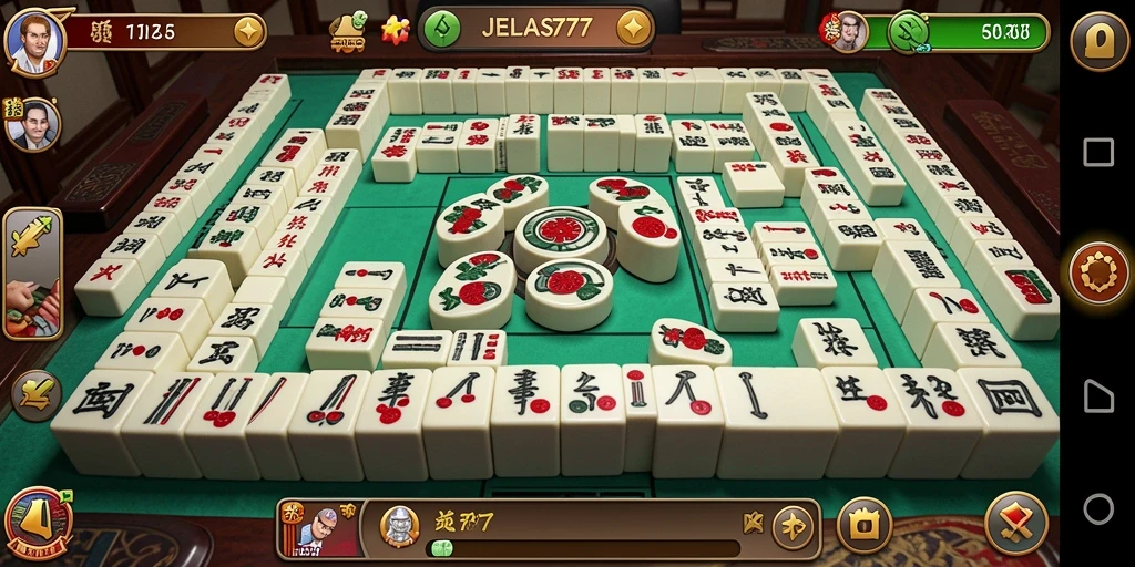 Tampilan gameplay seru JELAS777 dalam permainan Mahjong.