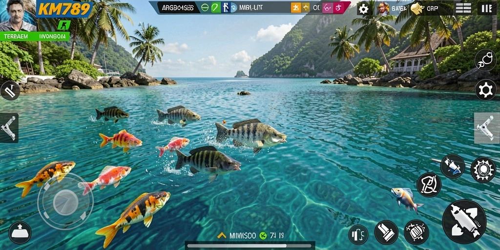 Tangkapan layar gameplay KM789 dengan aksi tembak ikan yang seru.