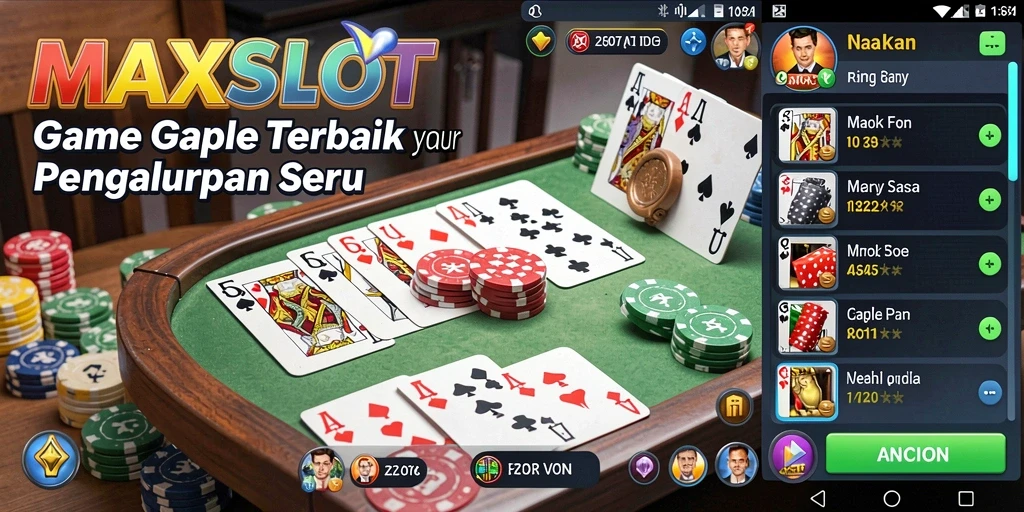 Tampilan gameplay seru di MAXSLOT dengan kartu Gaple yang menarik.