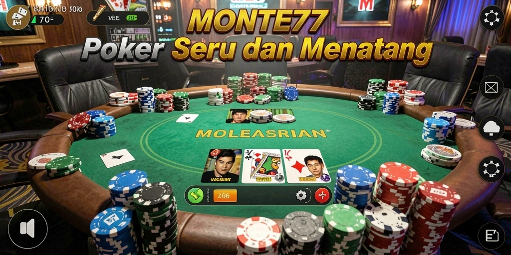 Tampilan gameplay Poker yang mendebarkan di MONTE77.