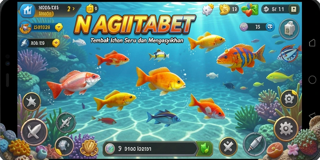 Tampilan gameplay NAGITABET dengan aksi menembak ikan yang seru.