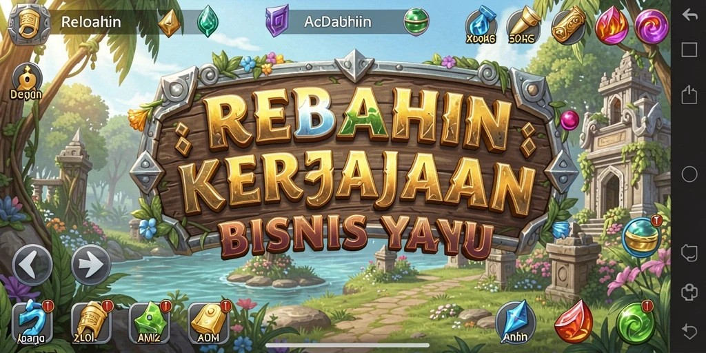 Gameplay menarik REBAHIN yang menunjukkan pembangunan bisnis.