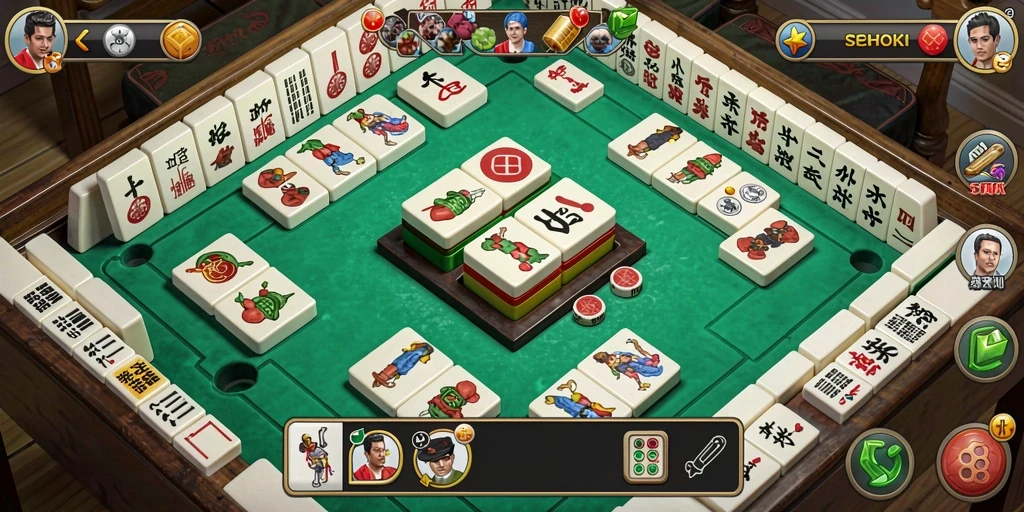 Tampilan gameplay menarik dari SEHOKI yang penuh strategi Mahjong.