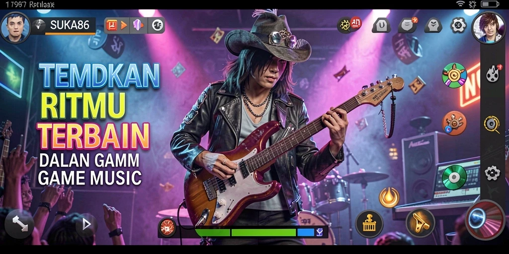 Screenshot gameplay SUKA86 menunjukkan keseruan bermain musik.