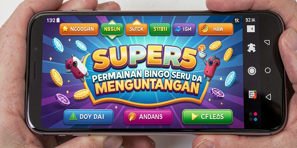 Tangkapan layar gameplay SUPER5 dengan tampilan Bingo yang menarik.