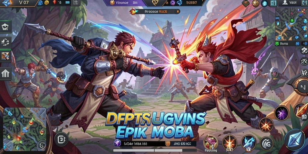 Tampilan aksi seru dalam gameplay V07 MOBA.