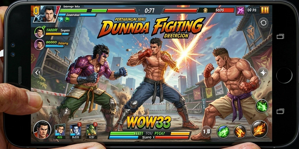 Gameplay Fighting WOW33 dengan karakter menarik dan pertarungan dinamis.